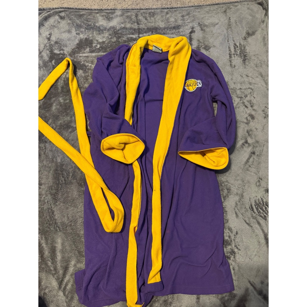 NBA Los Angeles Lakers Fleece Bathrobe Mens Medium Purple Gold UNK Loungewear